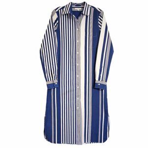 Ann Mashburn Striped Cotton Long Sleeve Midi Shirt Dress
